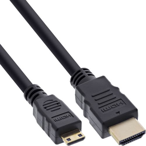 Inline® Hdmi Mini Auf Hdmi Kabel, Vergoldete Kontakte, Schwarz, 2 M