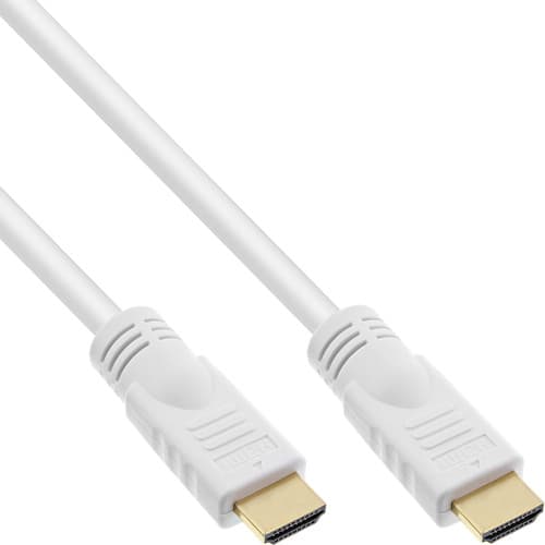 Inline® Hdmi-High Speed Kabel Mit Eth., Premium, St / St, Weiß / Gold, 7,5m