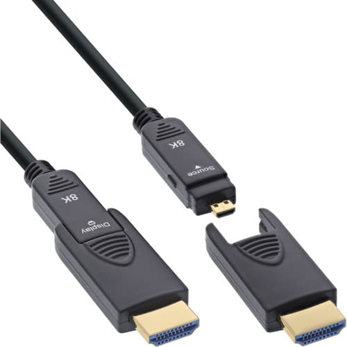 Inline® Hdmi Aoc Kabel, Ultra High Speed 2.1, Abnehmbar, 8k, 80m