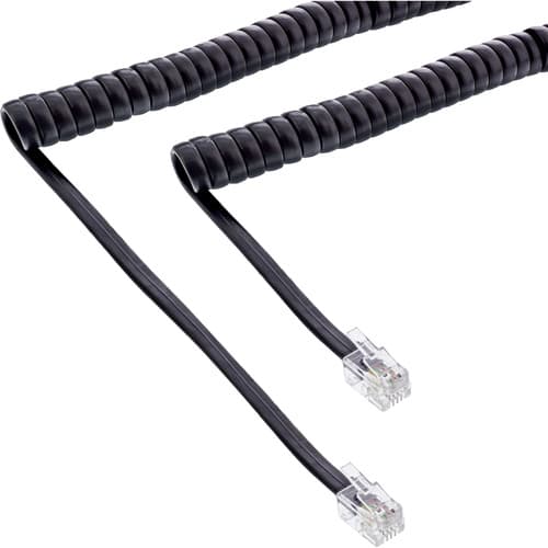 Inline® Hörer Spiralkabel, Rj10 Stecker / Stecker, Schwarz, Max. 4m