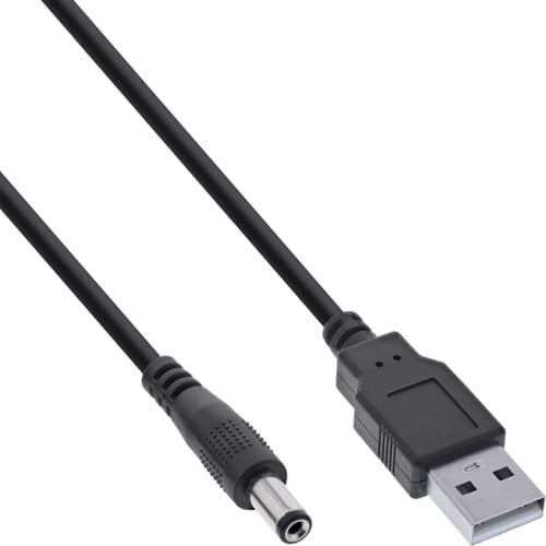 Inline® Usb Dc Stromadapterkabel, Usb A Stecker Zu Dc 5,5x2,50mm, Schwarz, 1m