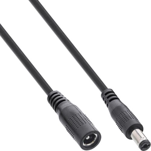 Inline® Dc Verlängerungskabel, 5,5 X 2,1 Mm, Awg 24, Schwarz, 5 M