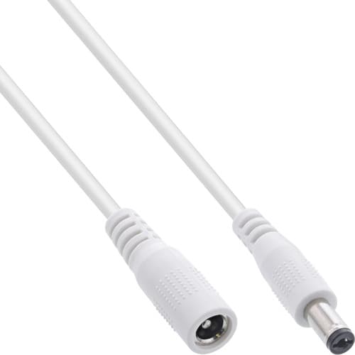 Inline® Dc Verlängerungskabel, 5,5 X 2,1 Mm, Awg 24, Weiß, 1 M