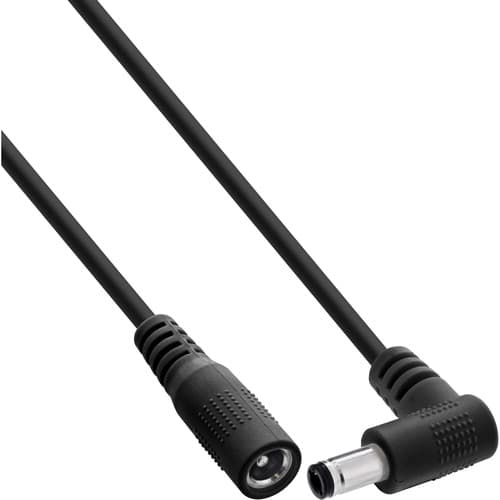 Inline® Dc Verlängerungskabel, Winkelstecker, 5,5 X 2,5 Mm, Schwarz, 0,2 M