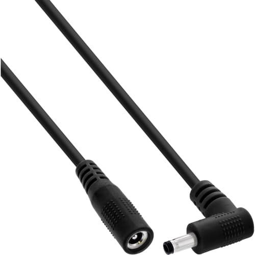 Inline® Dc Verlängerungskabel, Winkelstecker, 4,0 X 1,7 Mm, Schwarz, 0,2 M