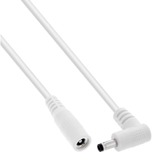 Inline® Dc Verlängerungskabel, Winkelstecker, 4,0 X 1,7 Mm, Weiß, 5 M