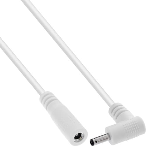 Inline® Dc Verlängerungskabel, Winkelstecker, 3,5 X 1,35 Mm, Weiß, 5 M