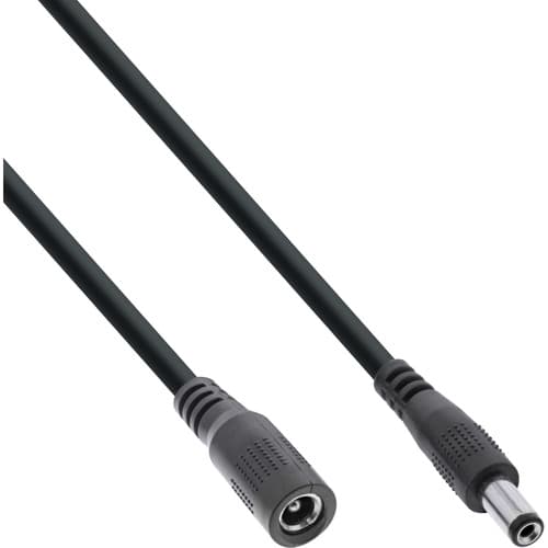 Inline® Dc Verlängerungskabel, 5,5 X 2,5 Mm, Awg 18, Schwarz, 0,5 M