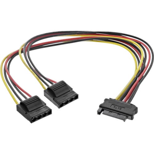 Inline® Sata Strom-Y-Kabel, Sata Buchse An 2x 13,34cm (5,25) Stecker, 0,3m