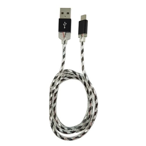 Lc-Power Lc-C-Usb-Micro-1m-8 Usb A Zu Micro-Usb Kabel, Schwarz/Silber Led 1m