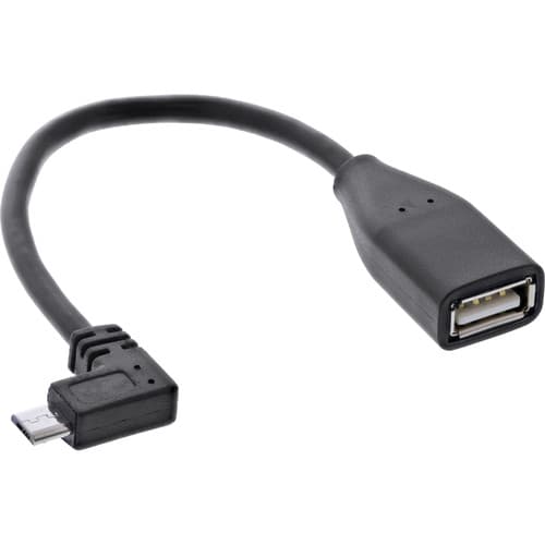 Inline® Micro-Usb Otg Adapterkabel, Micro-B St Gewinkelt An Usb A Bu, 0,1m
