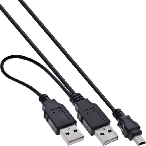 Inline® Usb Mini-Y-Kabel, 2x Stecker A An Mini-B Stecker (5pol), 1,0m