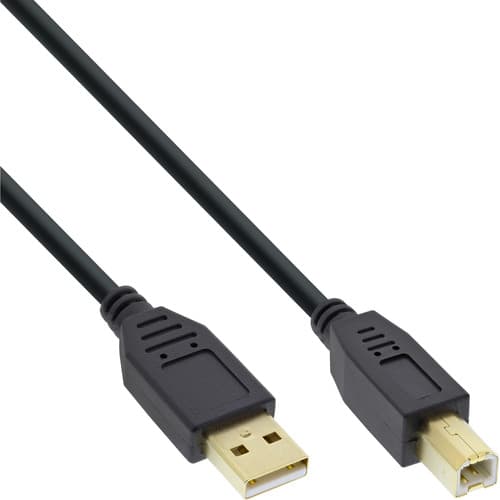Inline® Usb 2.0 Kabel, A An B, Schwarz, Kontakte Gold, 0,3m