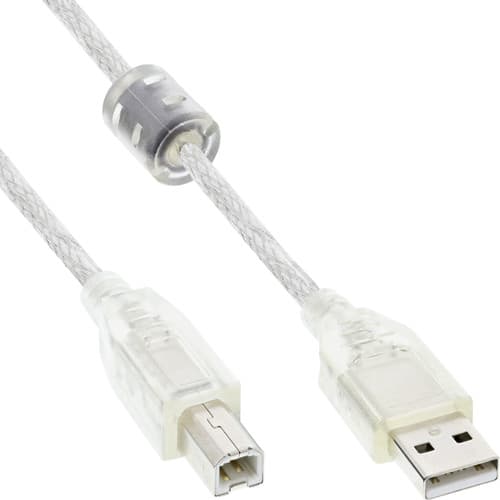 Inline® Usb 2.0 Kabel, A An B, Transparent, Mit Ferritkern, 1m