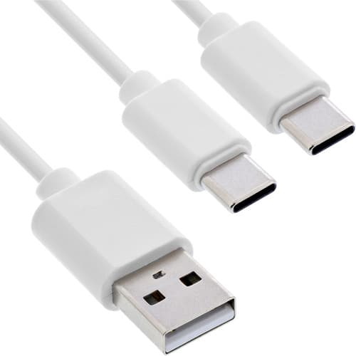 Inline® Usb 2in1 Y-Ladekabel, 1x Usb-A Stecker An 2x Usb-C Stecker, Weiß, 1m