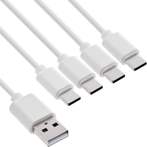 Inline® Usb 4in1 Y-Ladekabel, 1x Usb-A Stecker An 4x Usb-C Stecker, Weiß, 0,5m