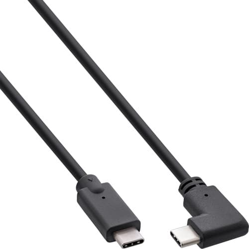 Inline® Usb-C Kabel Gewinkelt, Usb 3.2 Gen.2x2, 20gb/S, 100w, Schwarz, 1,5m