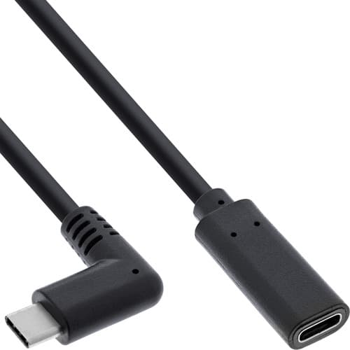 Inline® Usb 3.2 Gen.2x2 Kabel, Usb-C Verl., St Gewinkelt Auf Bu, Schwarz 1m