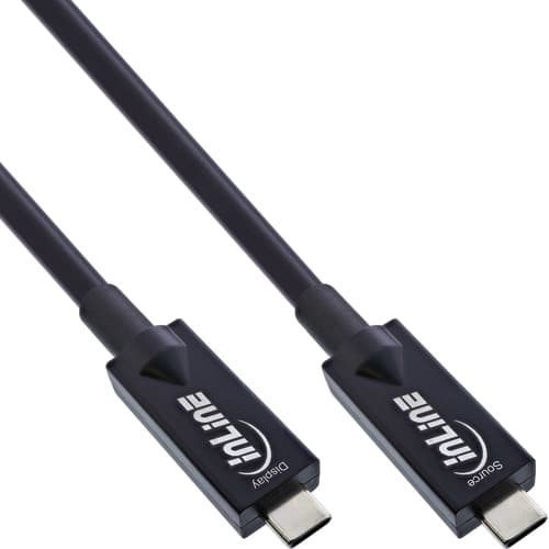 Inline® Usb 3.2 Gen.2 Aoc Kabel, Usb-C Stecker/Stecker, Schwarz, 5m