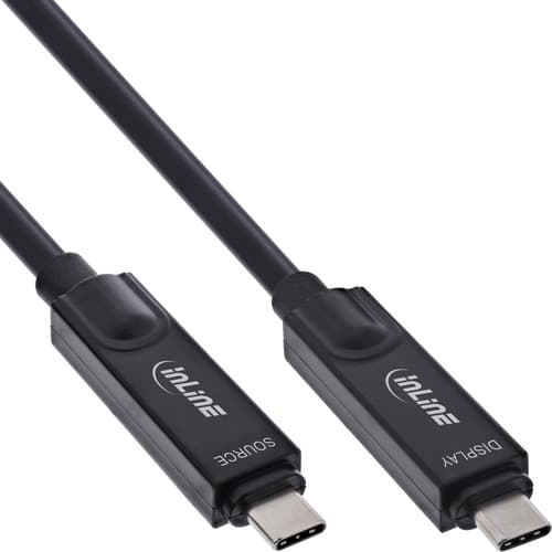 Inline® Usb 3.2 Gen.2 Aoc Kabel, Usb-C Stecker/Stecker, 8k60hz, 60w, Schwarz, 3m
