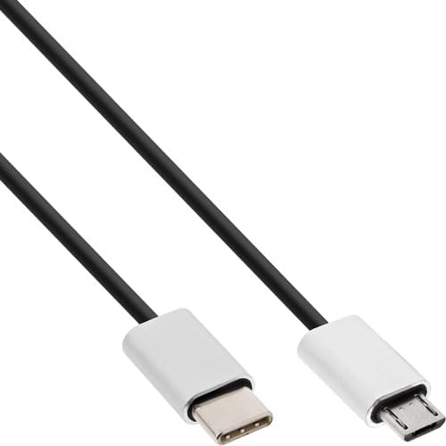 Inline® Usb 2.0 Kabel, Usb-C St An Micro-B St, Schwarz/Alu, Flexibel, 1,5m