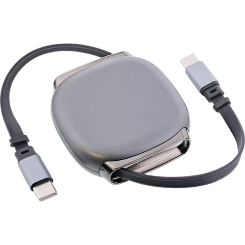 Inline® Usb-C Kabel Im Case, Einziehbar, 100w, 0,80m, Schwarz/Grau