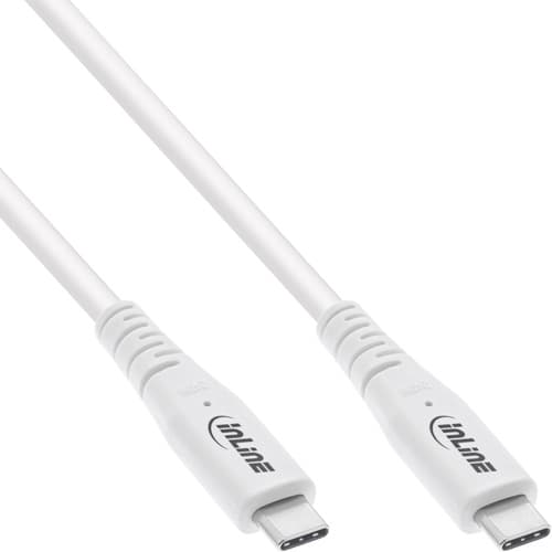 Inline® Usb4 Kabel, Usb-C St/St, Pd 240 W, 8k60hz, Tpe, Weiß, 2 M