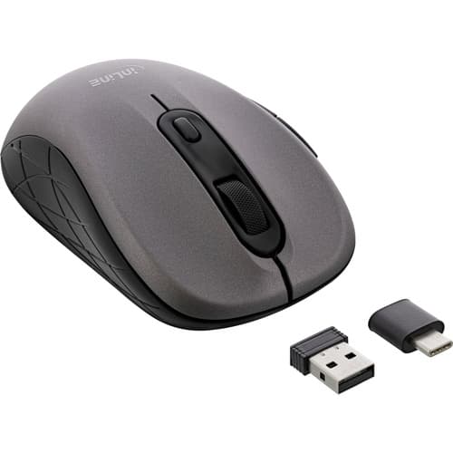 Inline® Maus 3-In-1, Bluetooth + 2x 2.4ghz Funk, 5 Tasten, Optisch, Grau/Schwarz