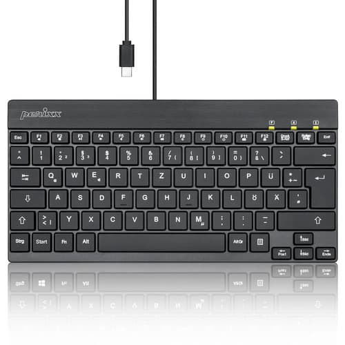 Perixx Periboard-426c De, Kabelgebundene Usb-C Mini Tastatur Mit Flachen Tasten
