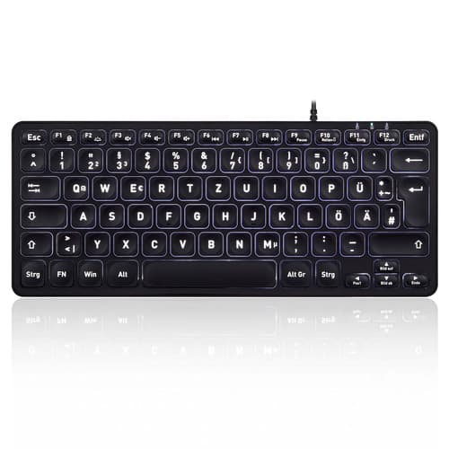 Perixx Periboard-332b De, Mini-Tastatur, Usb Kabelgebunden, Beleuchtet, Schwarz