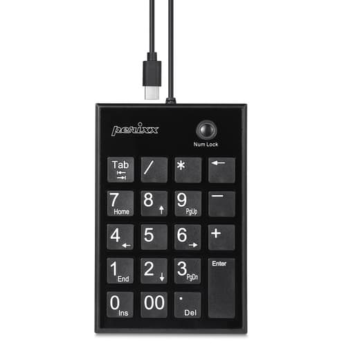 Perixx Peripad-202c, Usb-C Nummernblock Mit 2x Usb-A Hub, Schwarz
