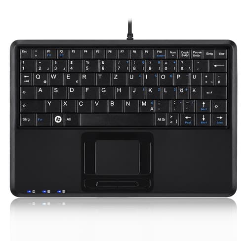 Perixx Periboard-510 H Plus De, Mini Usb-Tastatur, Touchpad, Hub, Schwarz