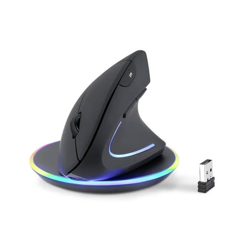 Perixx Perimice-713 Rx Vertikale Ergonomie-Maus, Kabellos, Inkl. Ladepad