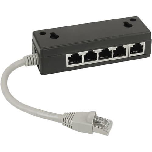 Inline® Isdn Verteiler, 5x Rj45 Buchse, 15 Cm Kabel, Endwiderstände, Schwarz