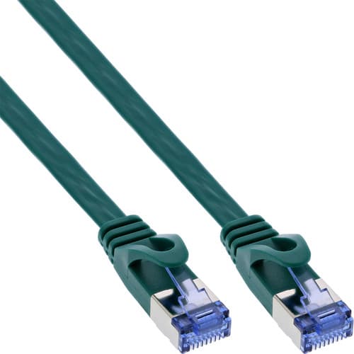Inline® Patchkabel Flach, U/Ftp, Cat.6a, Grün, 0,5 M