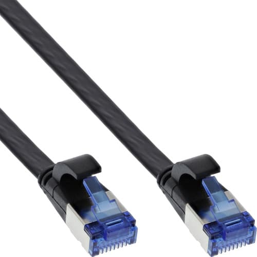 Inline® Patchkabel Flach, U/Ftp, Cat.6a, Tpe Halogenfrei, Schwarz, 10m