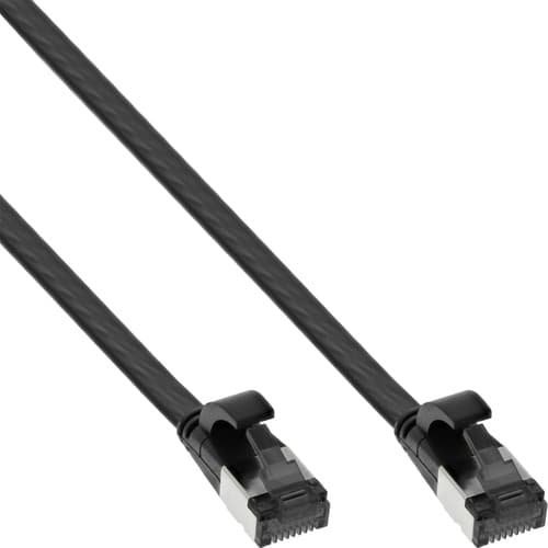 Inline® Patchkabel Flach, U/Ftp, Cat.8.1, Tpe Halogenfrei, Schwarz, 0,5m