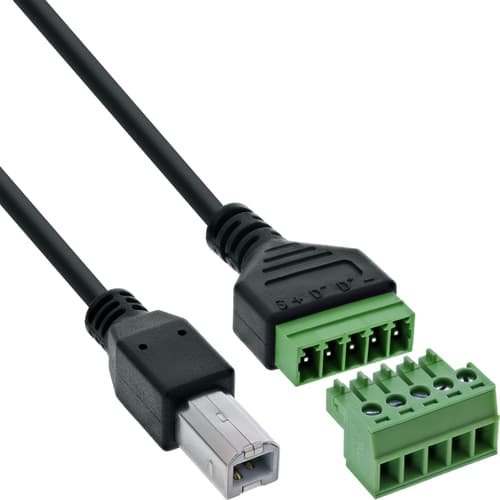Inline® Usb-B Stecker An Terminalblock, 5pol, Mit Kabel