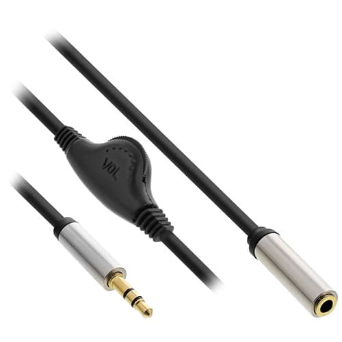 Inline® Slim Audio Kabel Klinke 3,5mm St / Bu, Mit Lautstärkeregler, 0,25m