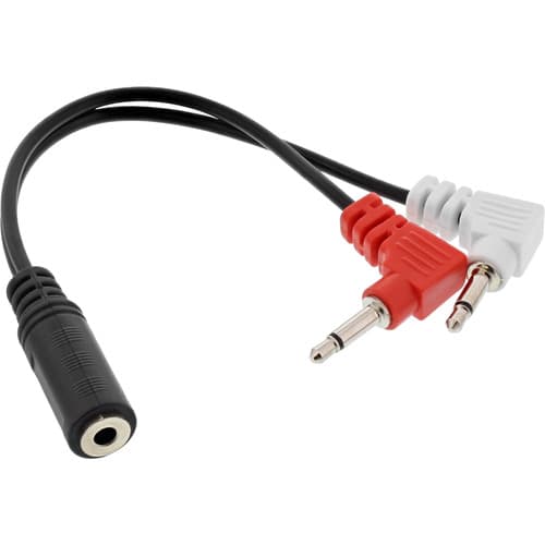 Inline® Audio Kopfhörer Flugzeug-Adapterkab., 2x 3,5mm St / 3,5mm Bu 3pol, 0,15m