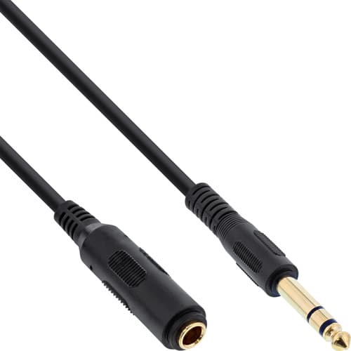Inline® Kopfhörerverlängerung, 6,3mm St / Bu, Stereo, Vergoldete Kontakte, 3m