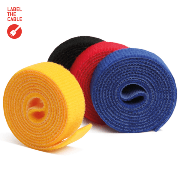 Ltc Roll Strap, Doppelseitige Klettbandrolle, 4x1m Schwarz/Gelb/Blau/Rot