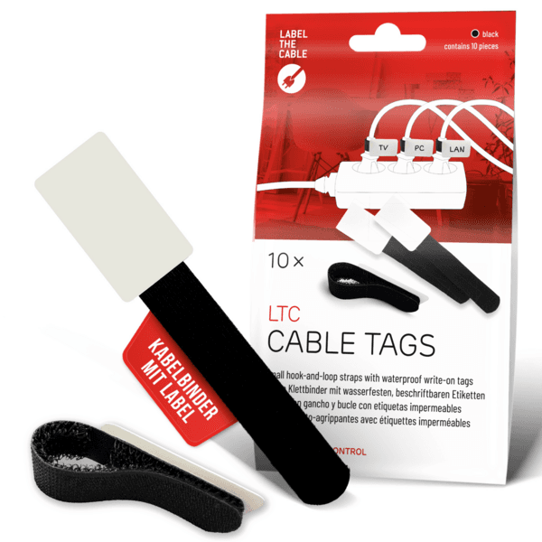 Ltc Cable Tags Klettkabelbinder Mit Beschriftung, 10 Stk Set Schwarz