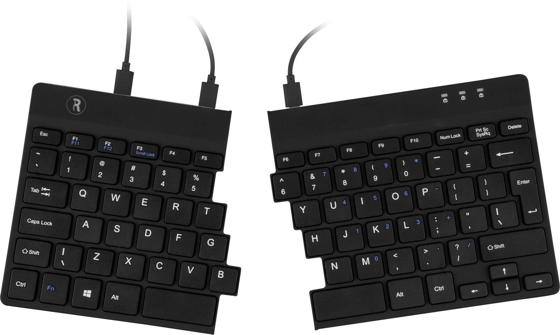 R-Go Tastatur Split Break De-Layout Verkabelt Schwarz