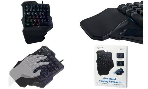 Logilink Einhand-Gaming Tastatur, Beleuchtet, Schwarz