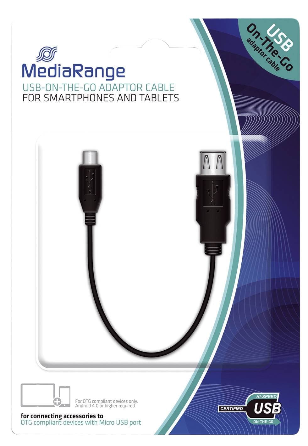 Mediarange Usb 2.0 On-The-Go Adapterkabel 20cm Schwarz