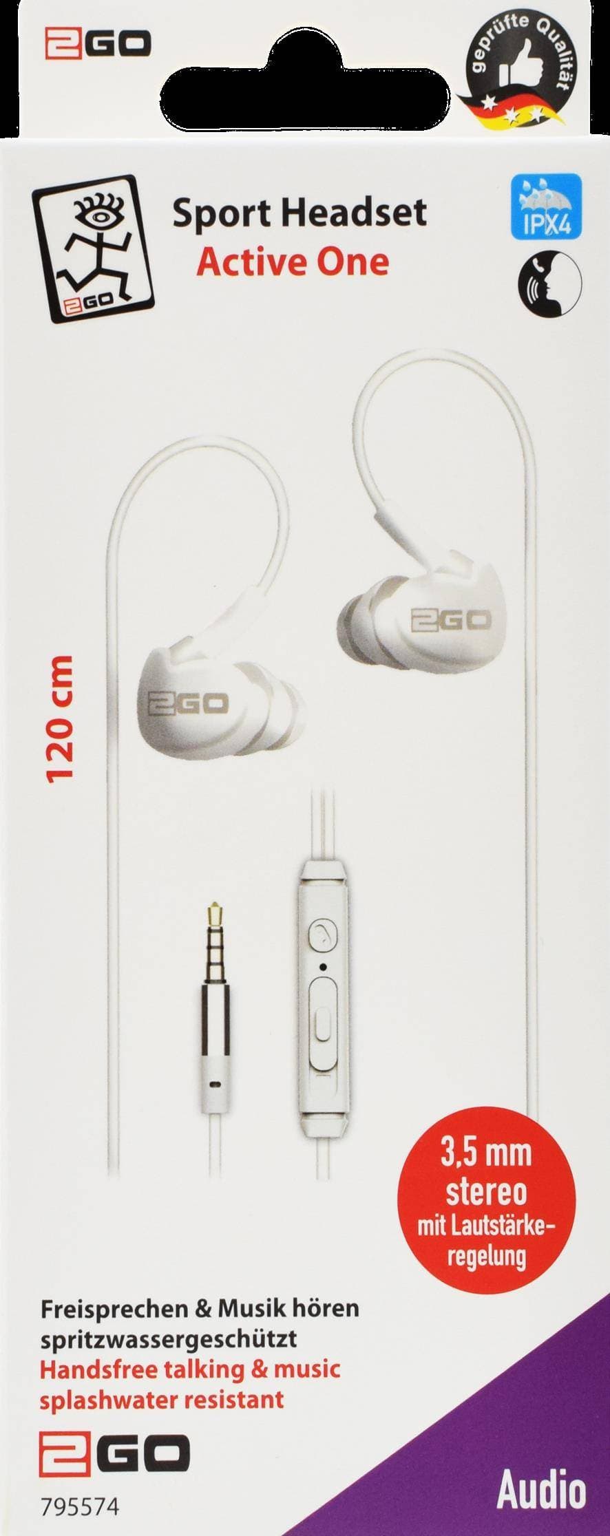 2go In-Ear Sport-Headset "Active" M. Rufann.&Lautstärker. We