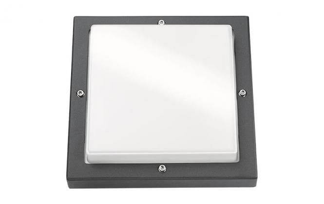 Sgl Led-Wandleuchte Bassi Sw Ip65 614187 10w 580lm 3000k Dim Ik10 240x240mm