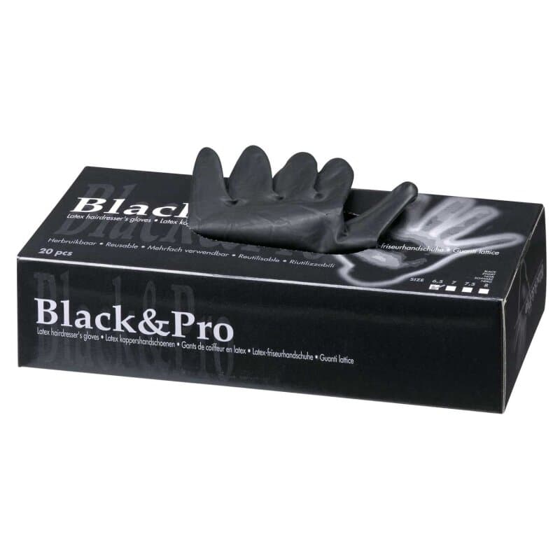 Black&Pro Latexhandschuhe Puderfrei Schwarz Groß 20er Box