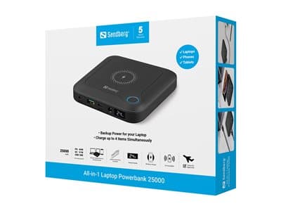 Sandberg All-In1 Laptop Powerbank 25000